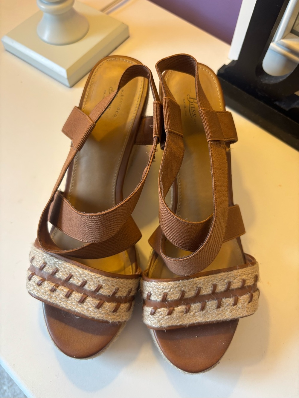 G.H. Bass & Co. Brown Braided Espadrille Wedge Sandals